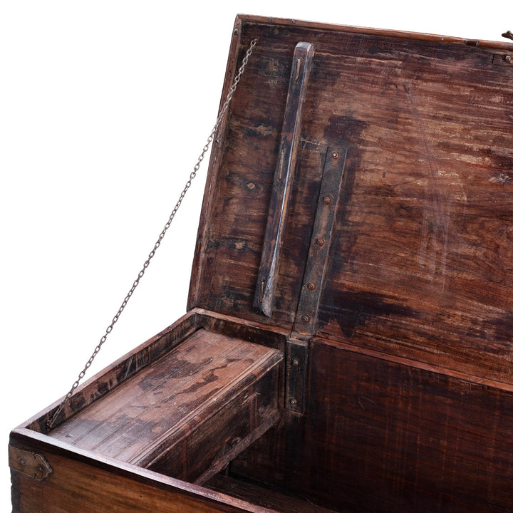 Chain And Candlebox Detail From Iron Bound 18th Century Rosewood Chest From Gujarat | Indigo Antiques