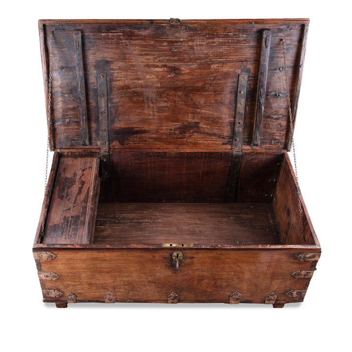Interior Of Iron Bound 18th Century Rosewood Chest From Gujarat | Indigo Antiques