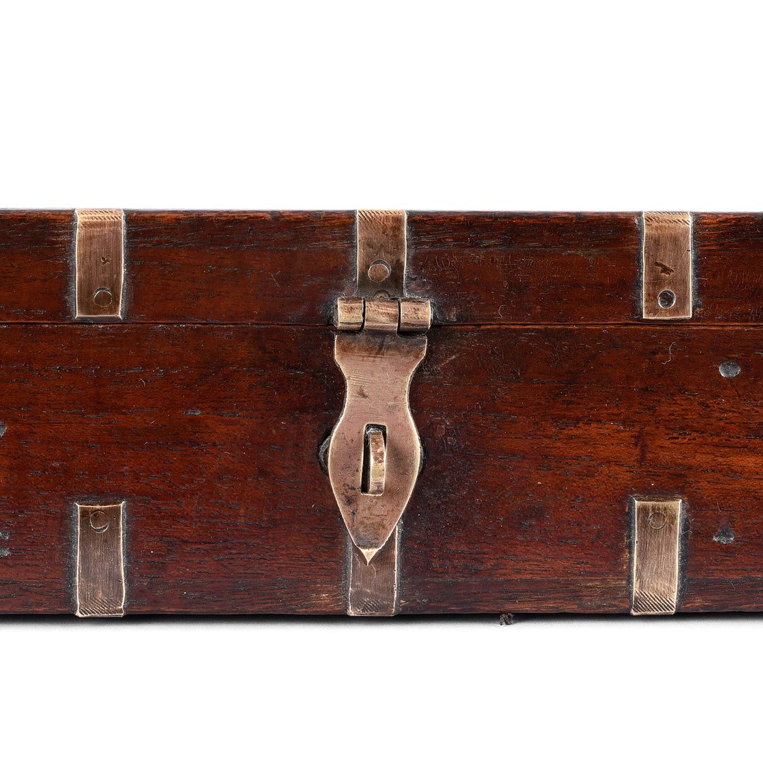 Latch Detail From Antique Indian Brass Bound Military Document Box | Indigo Antiques