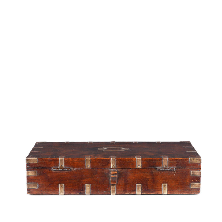 Back Of Antique Indian Brass Bound Military Document Box | Indigo Antiques