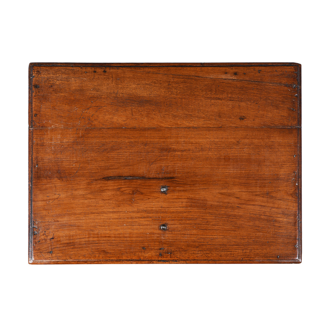 Top Down View Of Antique Indian Brass Bound Jewellery Box | Indigo Antiques