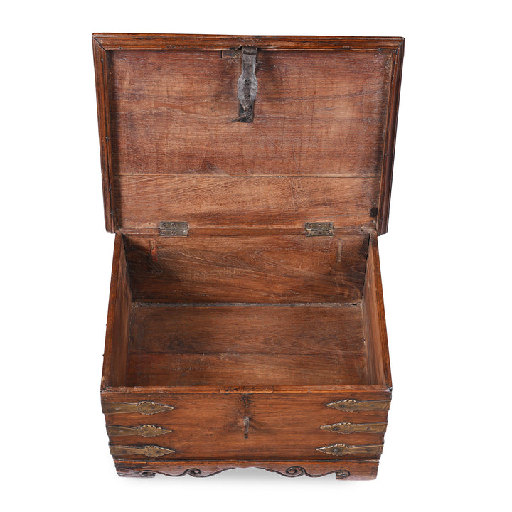 Interior Of Antique Indian Brass Bound Jewellery Box | Indigo Antiques