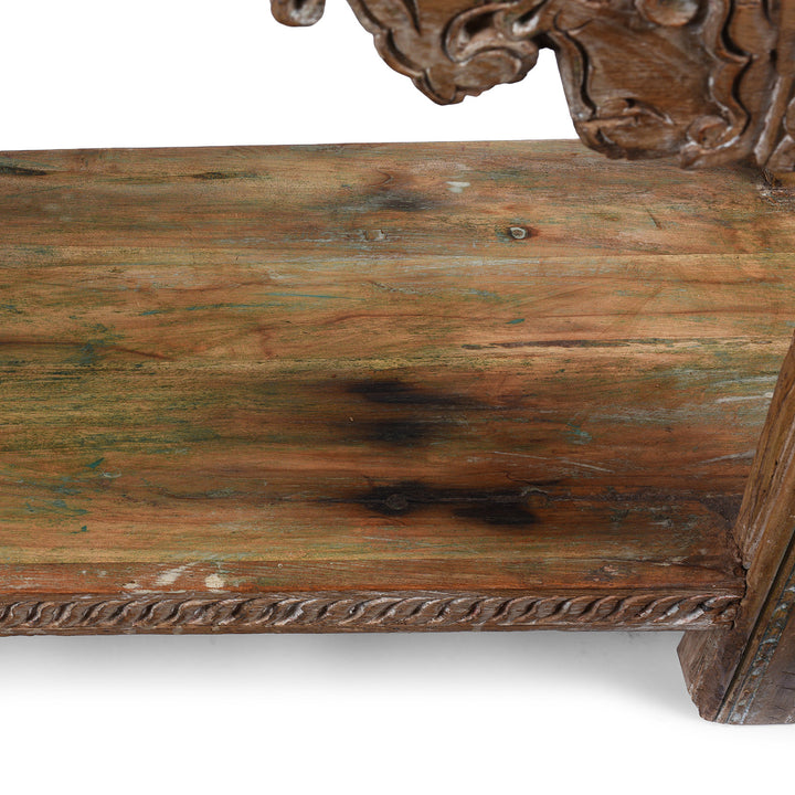 Detail From Shelf On Reclaimed Teak Indian Console Table  | Indigo Antiques