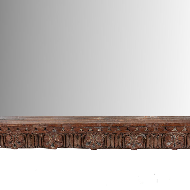 Frame Detail From Indian Carved Mirror Made From Old Architectural Teak | Indigo Antiques