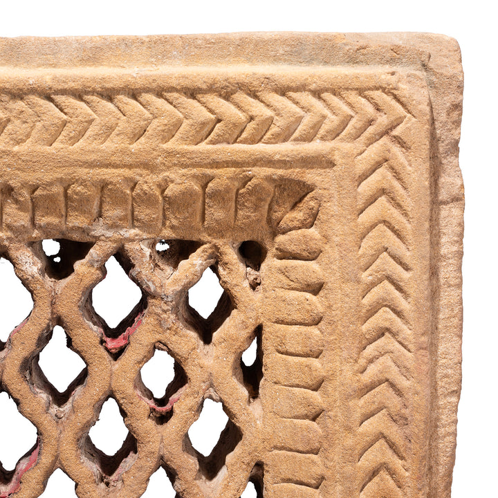 Detail From Carved Stone Jali Fretwork Panel From Jaisalmer On Stand 19th Century