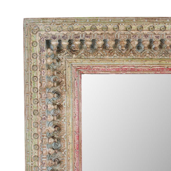 Corner Detail From Carved Mango Wood Mirror | INDIGO ANTIQUES
