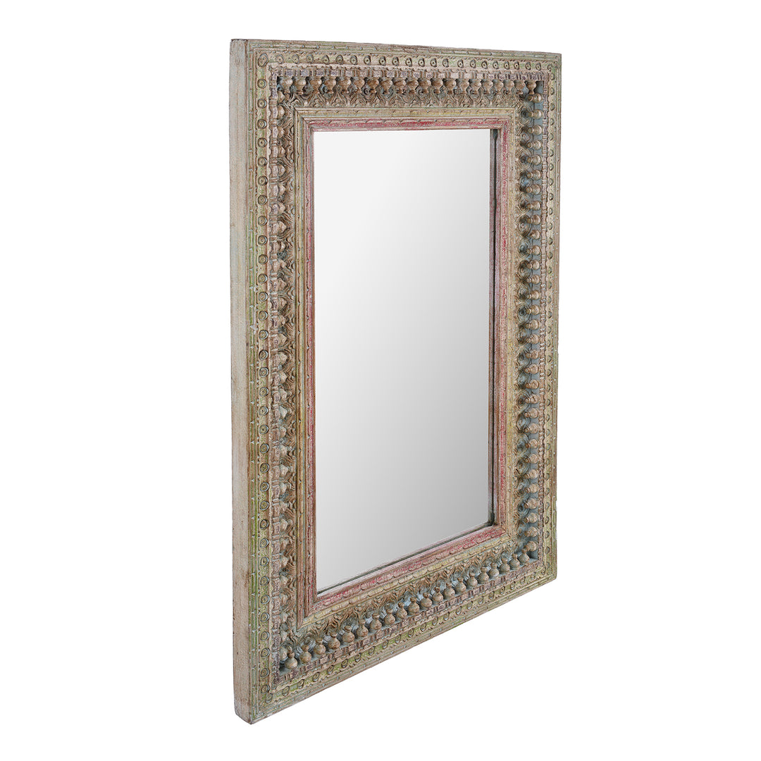 Depth View Of Carved Mango Wood Mirror | INDIGO ANTIQUES