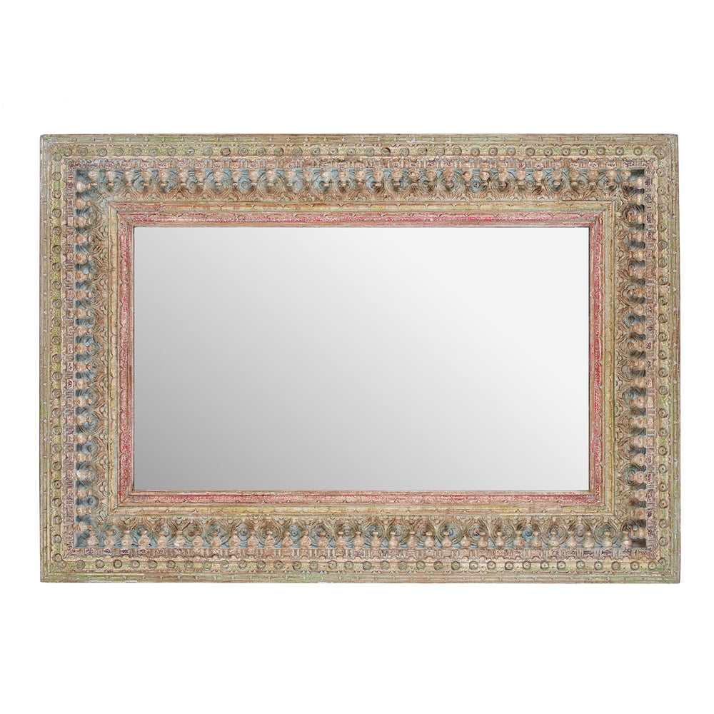 Landscape View Of Carved Mango Wood Mirror | INDIGO ANTIQUES