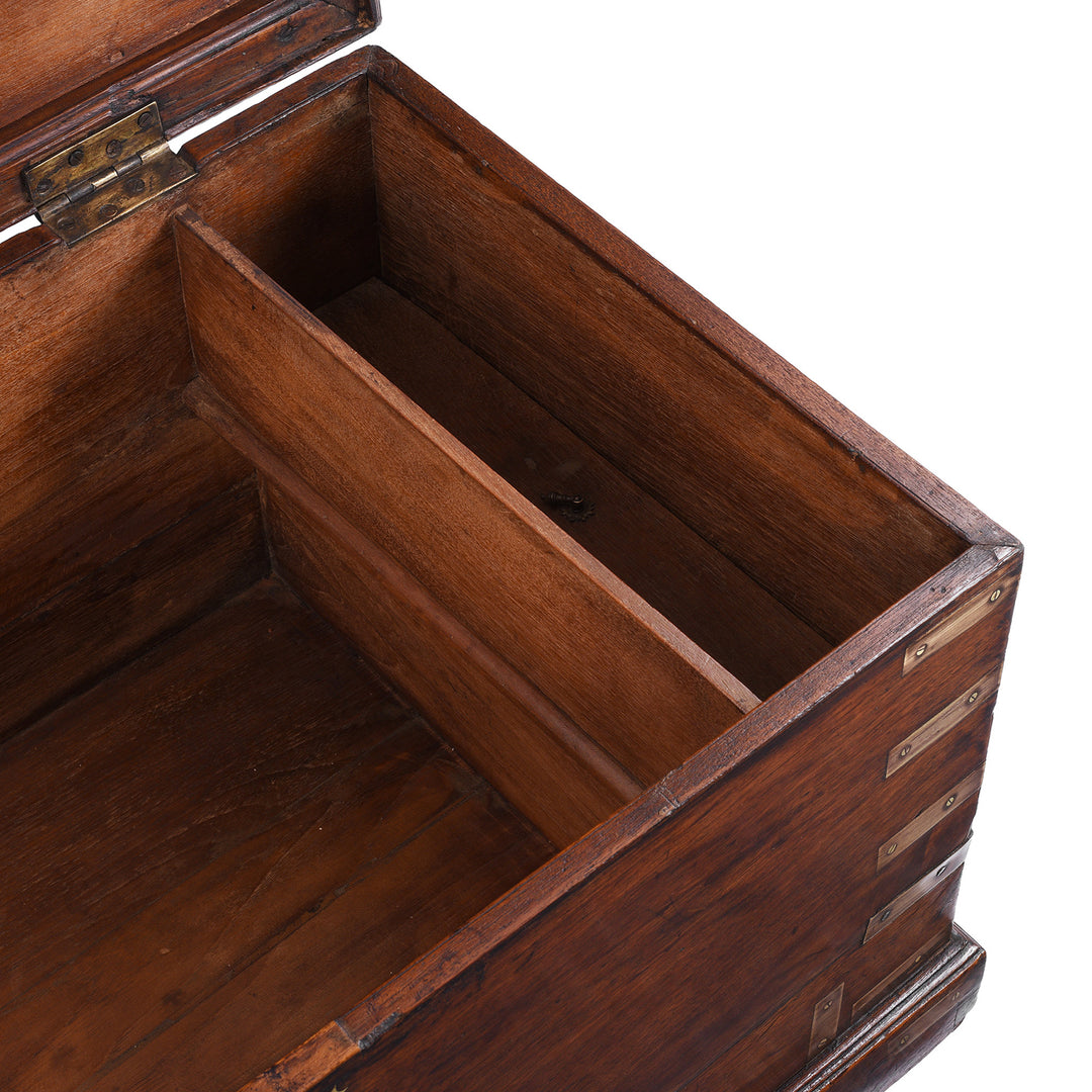 Candle Box Detail From Antique Brass Bound Teak Military Chest