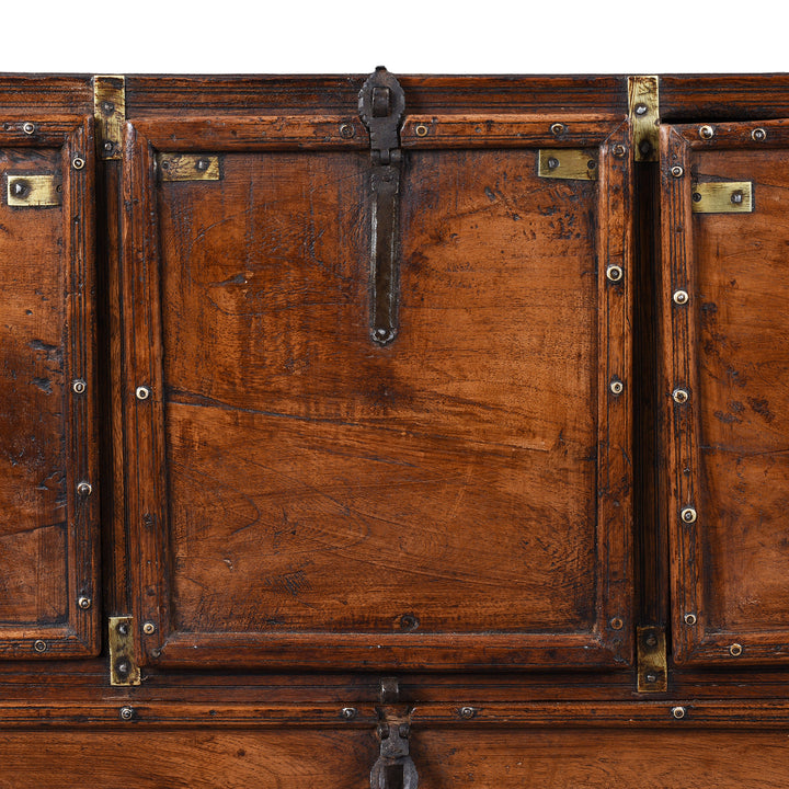 Drawer Detail From Antique Indian Brass Bound Military Chest Of Drawers | Indigo Antiques