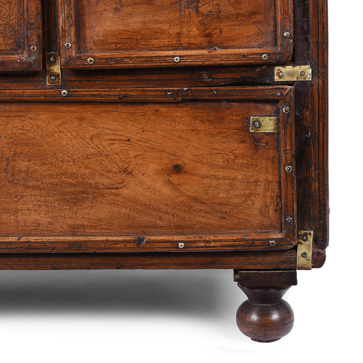 Leg Detail From Antique Indian Brass Bound Military Chest Of Drawers | Indigo Antiques