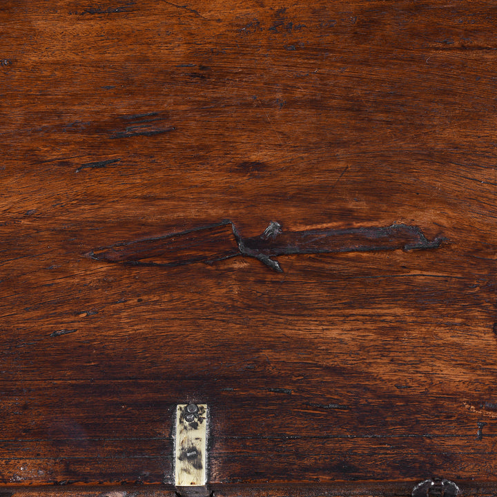 Surface Detail From Antique Indian Brass Bound Military Chest Of Drawers | Indigo Antiques