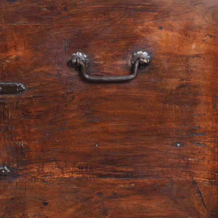Handle Detail From Antique Indian Brass Bound Military Chest Of Drawers | Indigo Antiques