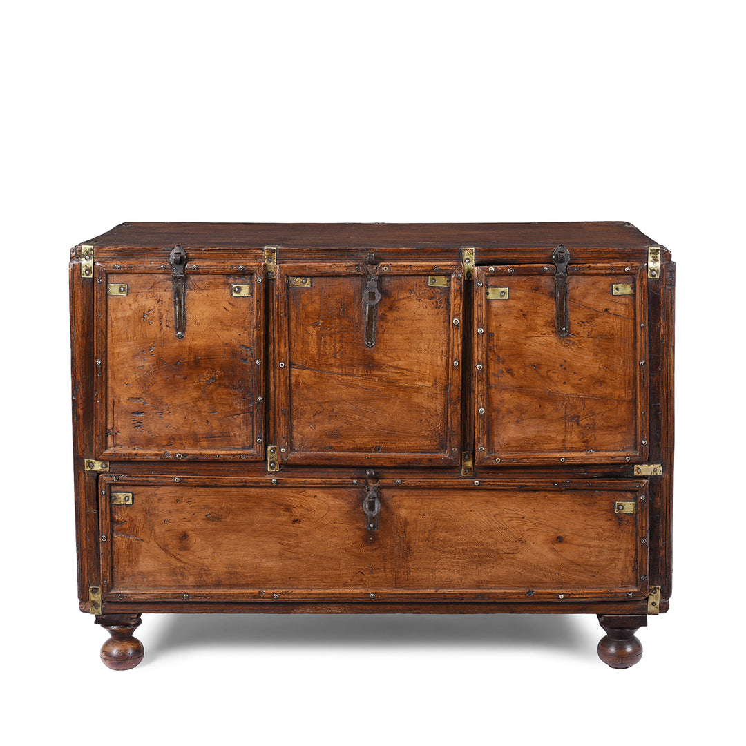 Antique Indian Brass Bound Military Chest Of Drawers | Indigo Antiques