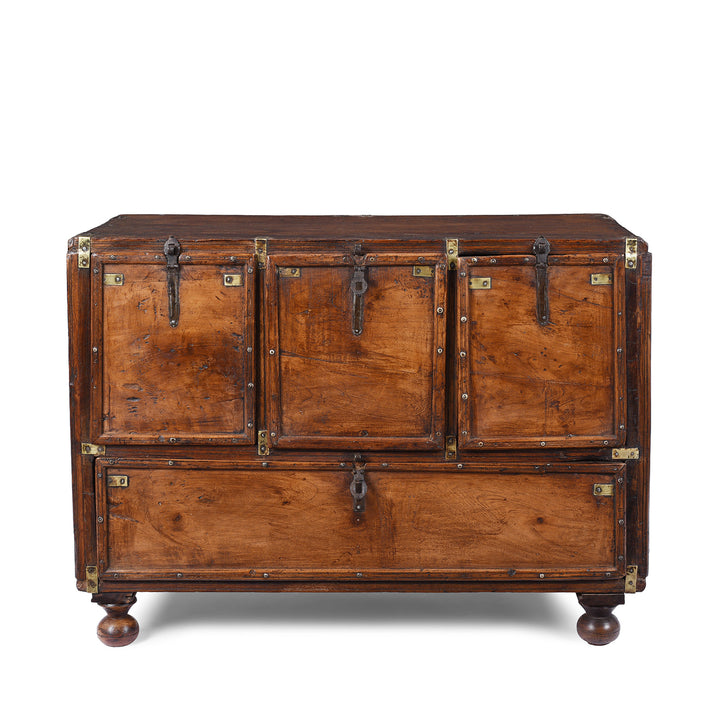 Antique Indian Brass Bound Military Chest Of Drawers | Indigo Antiques