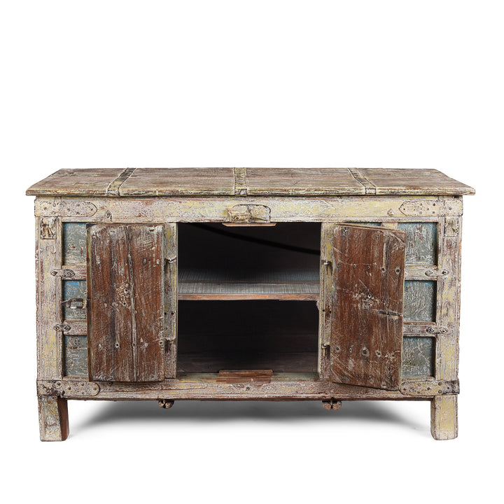 Interior Of Reclaimed Teak Coffer With Painted Finish | Indigo Antiques
