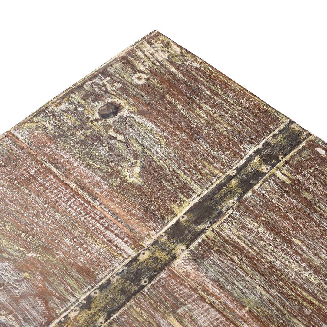 Surface Detail From Top Of Reclaimed Teak Coffer With Painted Finish | Indigo Antiques
