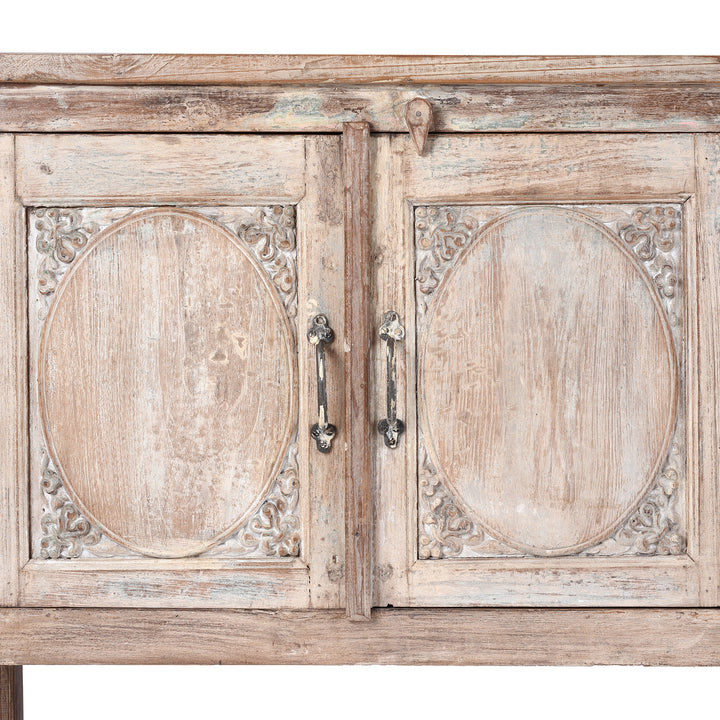 Doors Detail From Reclaimed Teakwood Sideboard With Painted Finish | Indigo Antiques