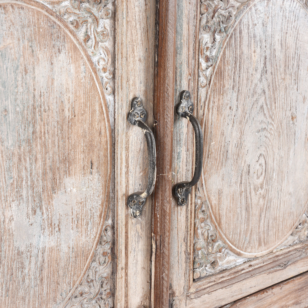 Handles Detail From Reclaimed Teakwood Sideboard With Painted Finish | Indigo Antiques