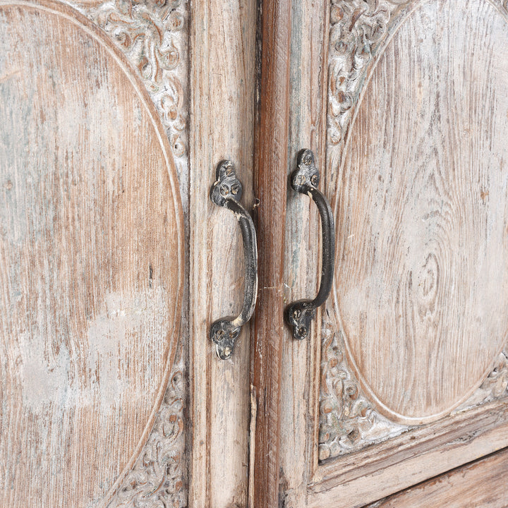 Handles Detail From Reclaimed Teakwood Sideboard With Painted Finish | Indigo Antiques