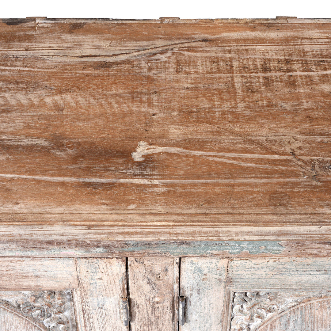 Surface Detail From Reclaimed Teakwood Sideboard With Painted Finish | Indigo Antiques