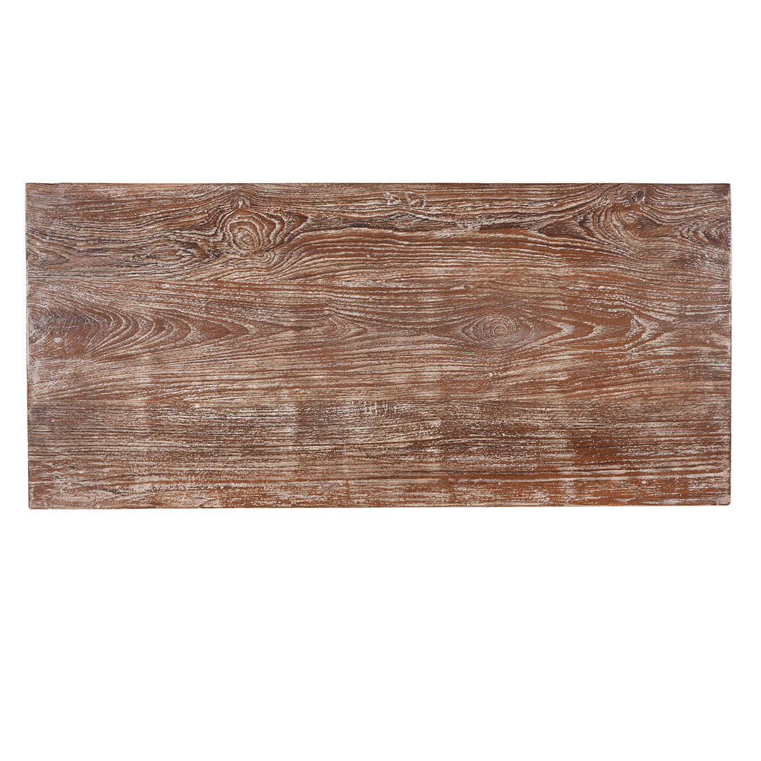Top Down View Of Reclaimed 2 Door Indian Side Cabinet With Old Carvings | Indigo Antiques
