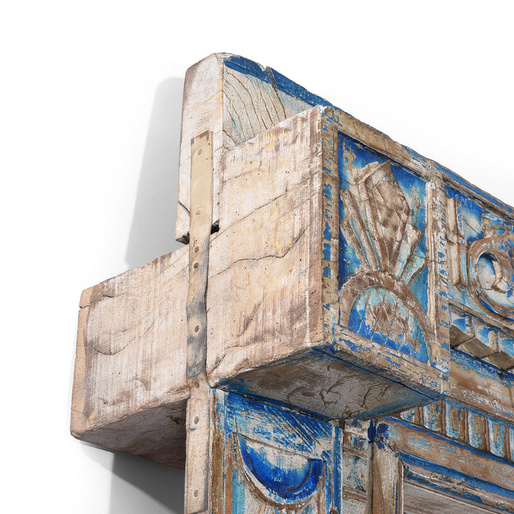 Corbel Depth Detail From Antique Indian Blue & White Painted Door | Indigo Antiques