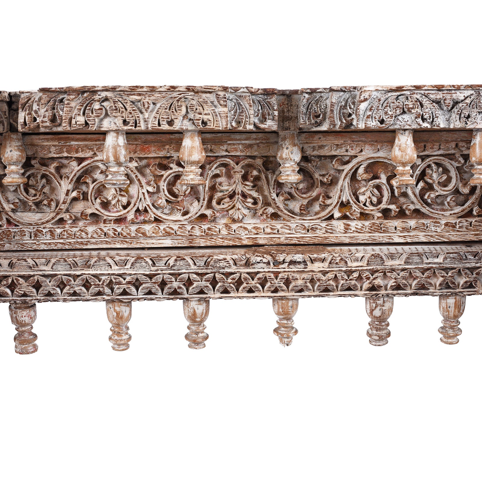 Carving Detail From Painted Reclaimed Teak Console Table | Indigo Antiques