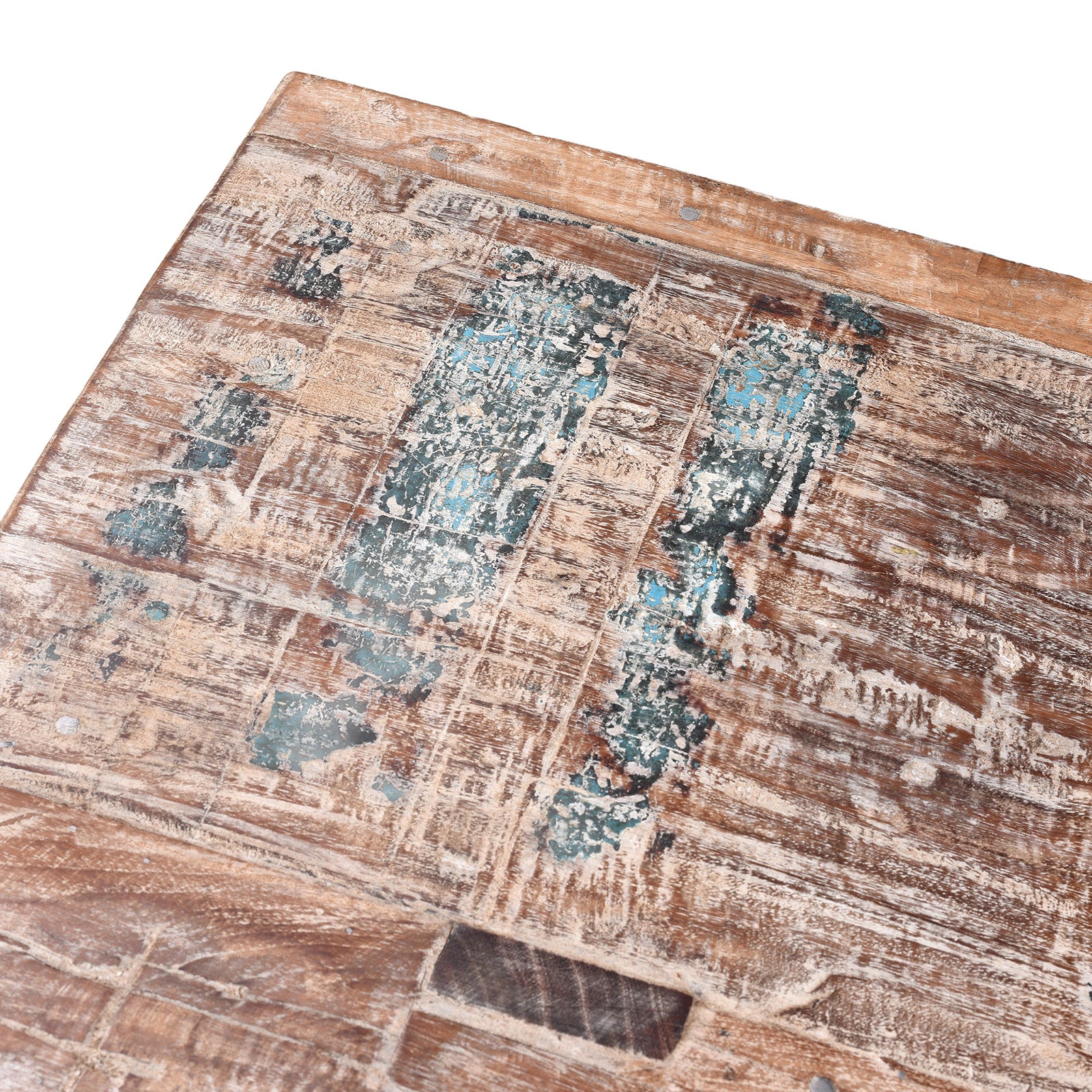 Surface Detail From Painted Reclaimed Teak Console Table | Indigo Antiques