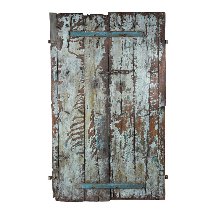 Back Of Antique Indian Door With Later Floral Painting | Indigo Antiques