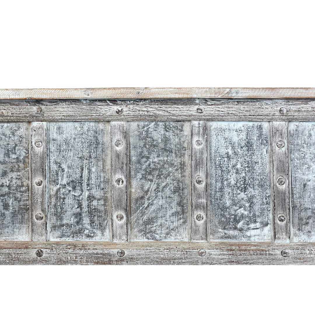 Central Panel Detail From Reclaimed Blue Painted Teak Indian Console Table