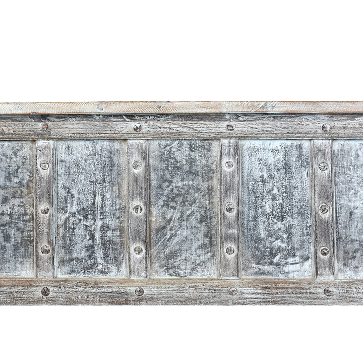 Central Panel Detail From Reclaimed Blue Painted Teak Indian Console Table