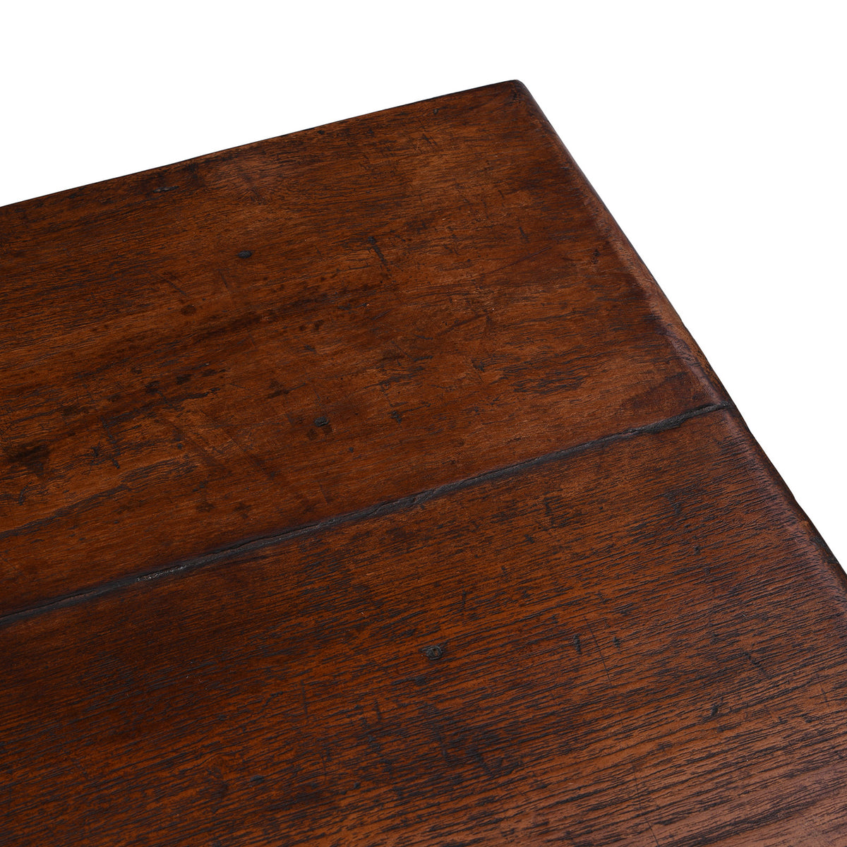 Surface Detail From 18th Century Anglo Indian Brass Bound Teak Military Chest With Candle Box And Secret Compartment