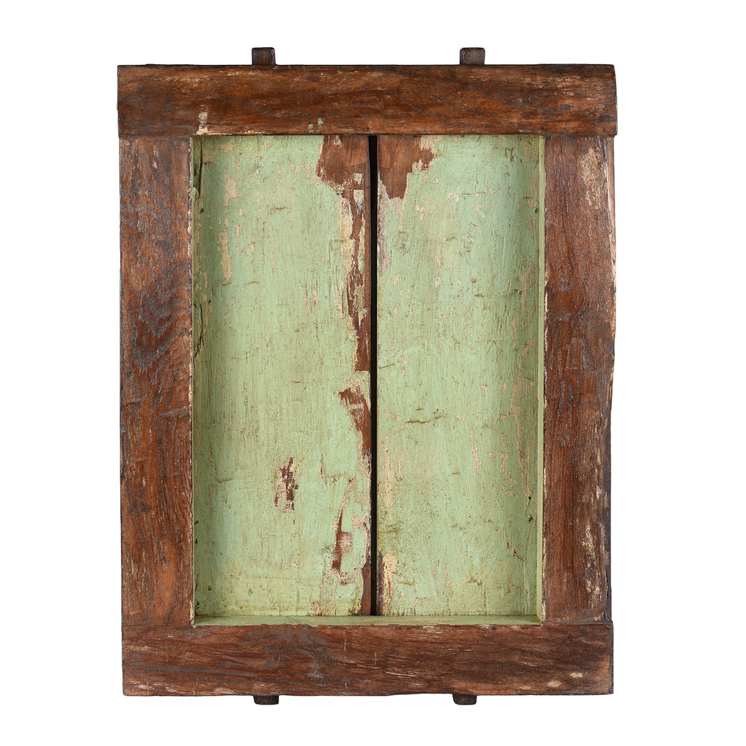 Back Of Old Window Painted Nandi Shutter With Later Painting | Indigo Antiques