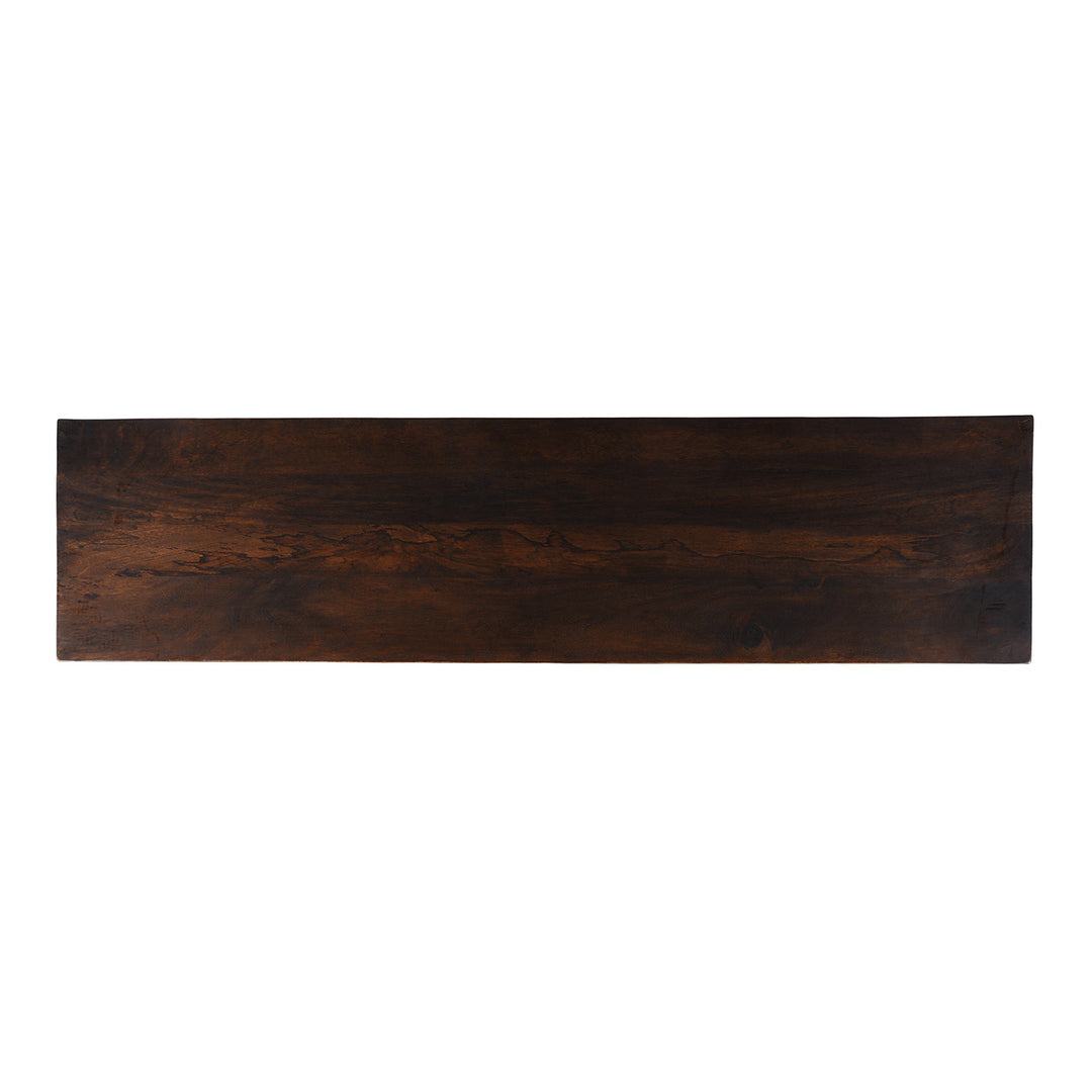 Top Down View Of Indian Reclaimed Blue Painted Console Table | Indigo Antiques