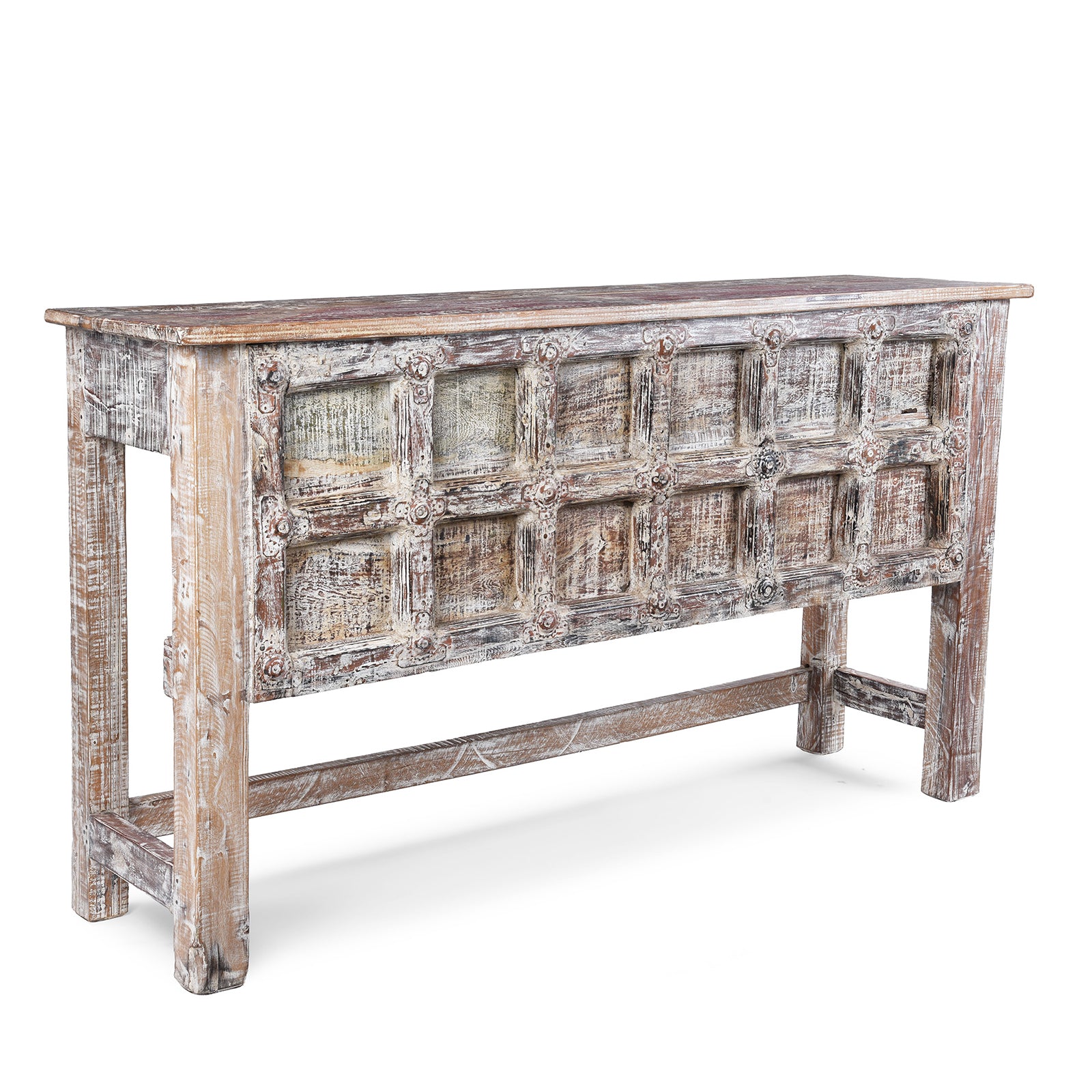 Angled VIew Of Indian Reclaimed Teak Console Table | Indigo Antiques