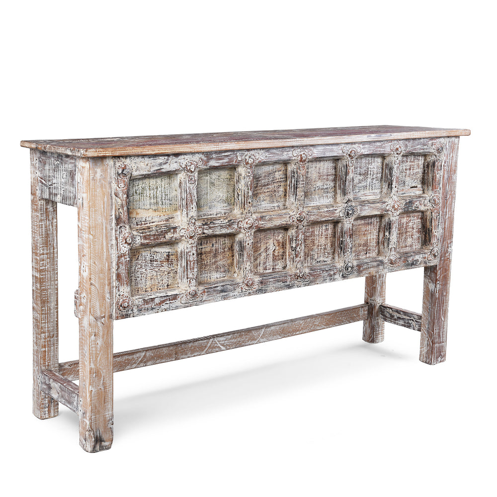 Angled VIew Of Indian Reclaimed Teak Console Table | Indigo Antiques