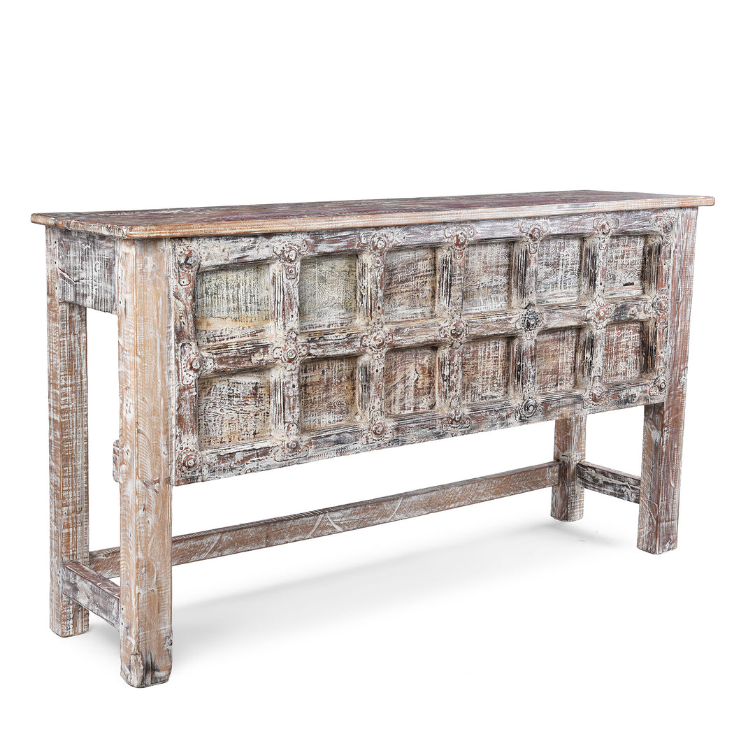 Angled VIew Of Indian Reclaimed Teak Console Table | Indigo Antiques