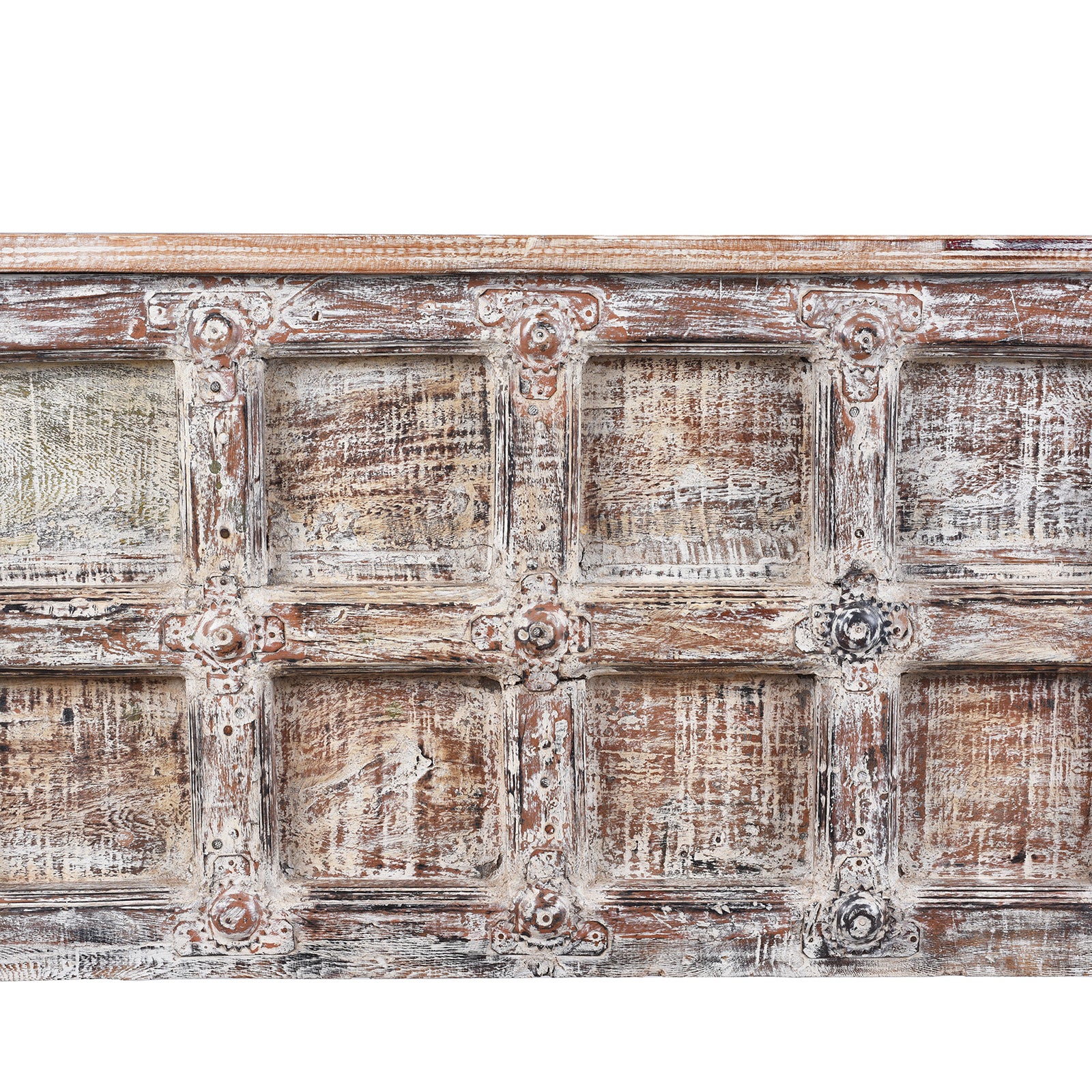 Detail From Central Design On Indian Reclaimed Teak Console Table | Indigo Antiques