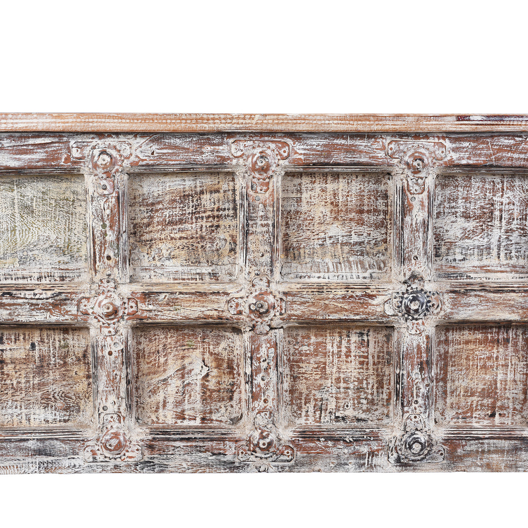 Detail From Central Design On Indian Reclaimed Teak Console Table | Indigo Antiques