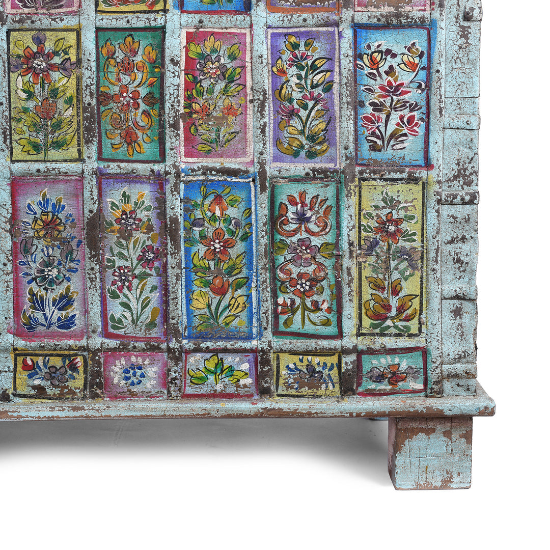 Foot Deail From Vintage Indian Painted Pithara Console Chest | Indigo Antiques