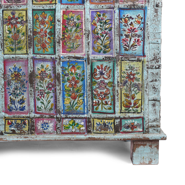 Foot Deail From Vintage Indian Painted Pithara Console Chest | Indigo Antiques