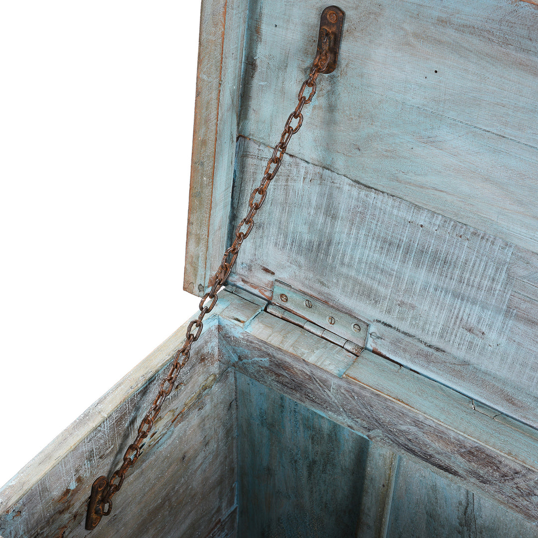 Chain Detail From Vintage Indian Painted Pithara Console Chest | Indigo Antiques