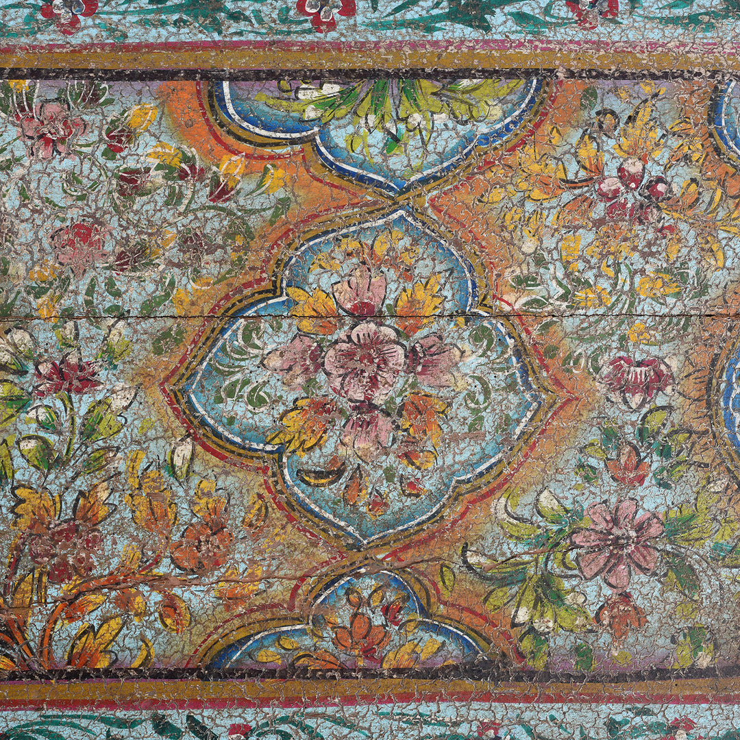Paintwork Detail From Vintage Indian Painted Pithara Console Chest | Indigo Antiques
