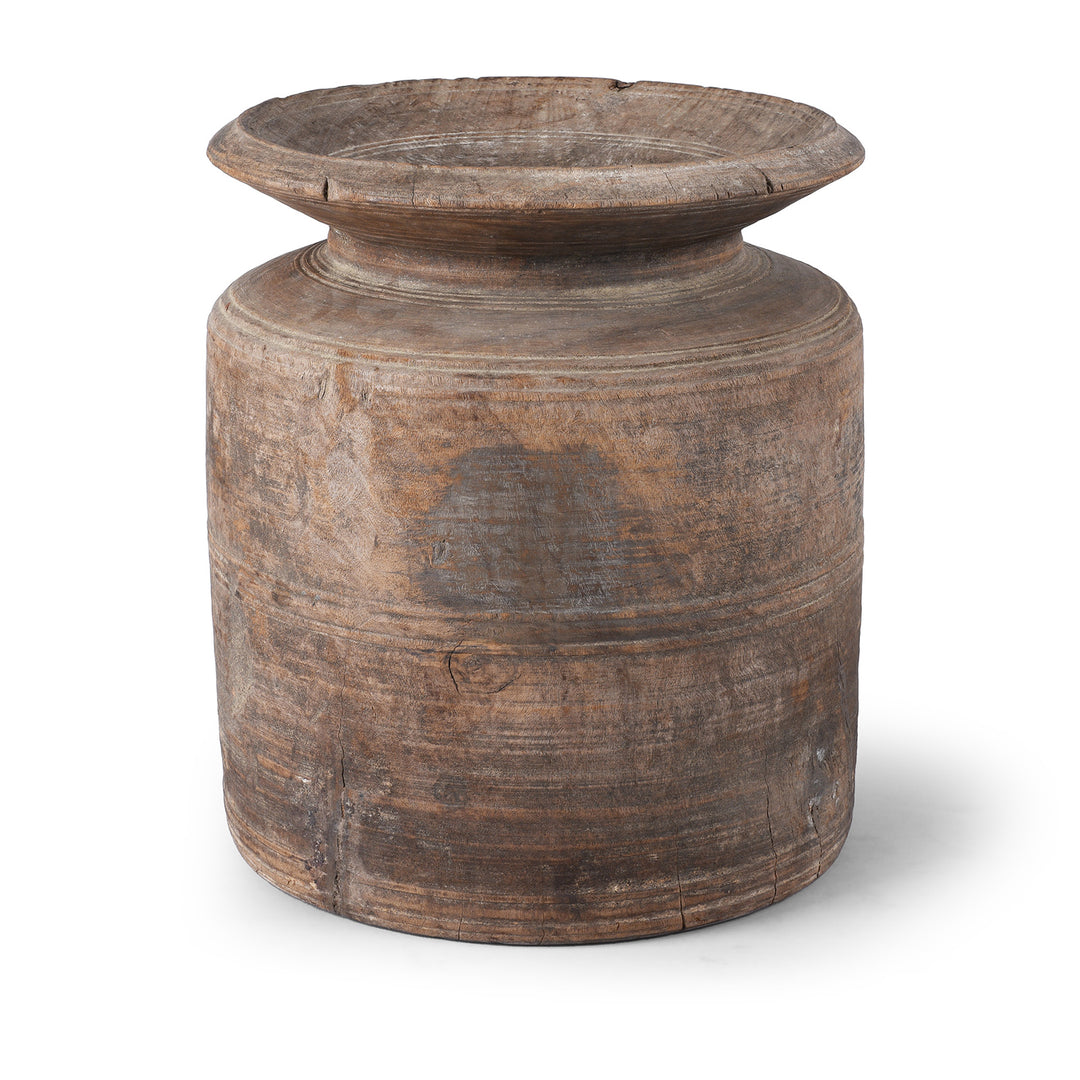Old Wooden Milk Pot From Himachal Pradesh | Indigo Antiques