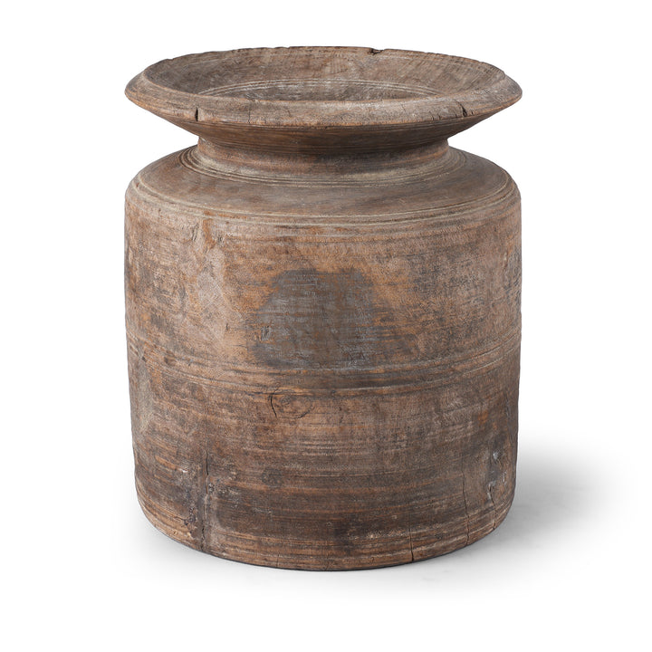 Old Wooden Milk Pot From Himachal Pradesh | Indigo Antiques