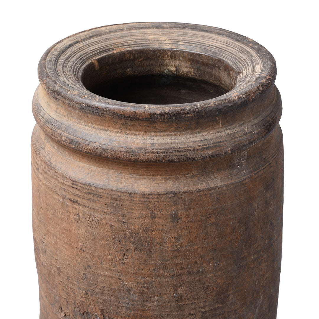 Rim Detail From Old Wooden Milk Pot From Himachal Pradesh | Indigo Antiques