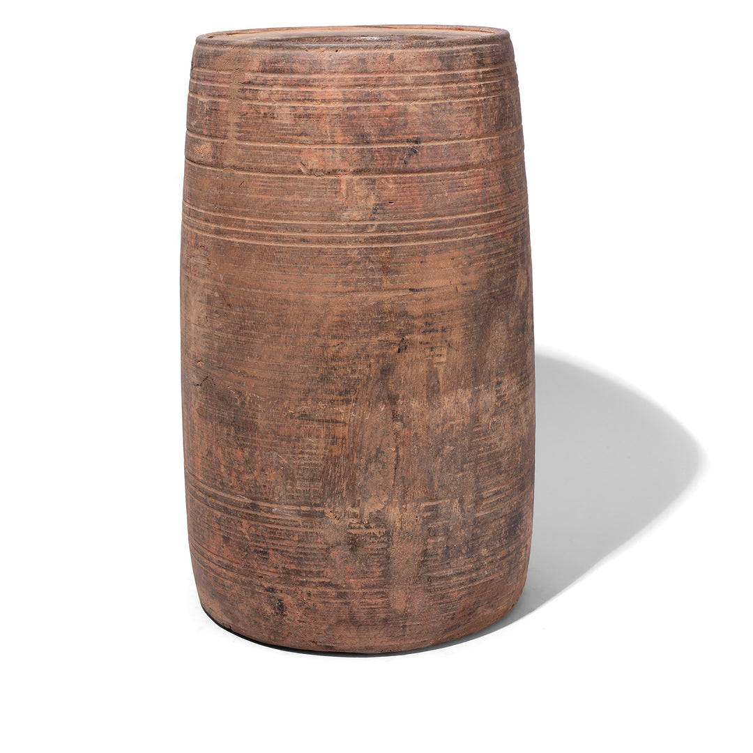 Antique Wooden Milk Pot From Kullu Valley Himachal Pradesh With Grooved Surface