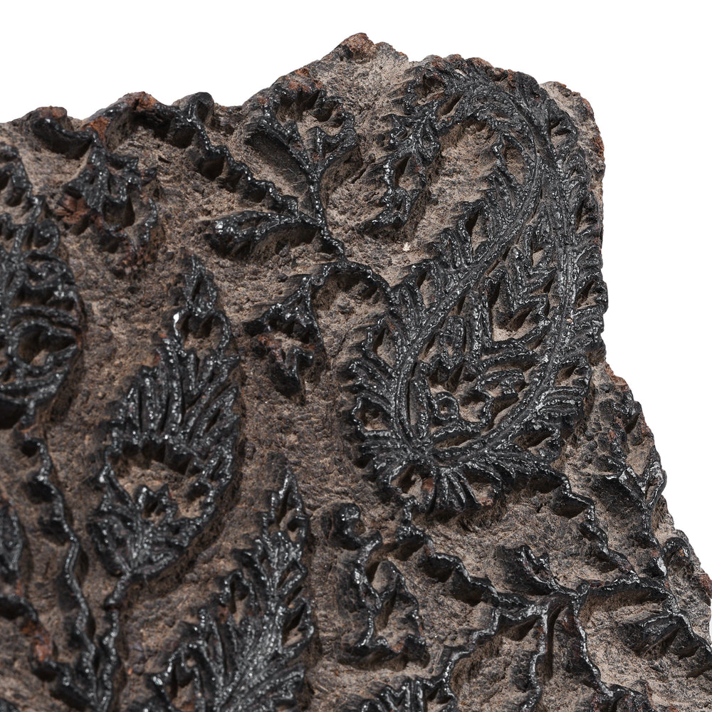 Detail From Hand Carved Indian Wooden Textile Printing Block With Floral Pattern