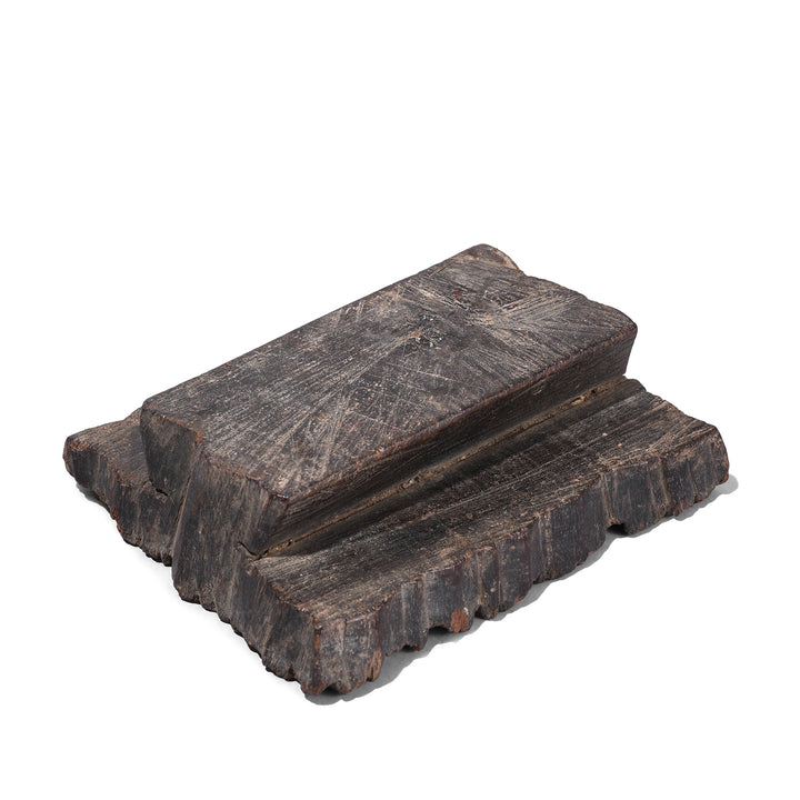 Underside Of Hand Carved Indian Wooden Textile Printing Block With Floral Pattern